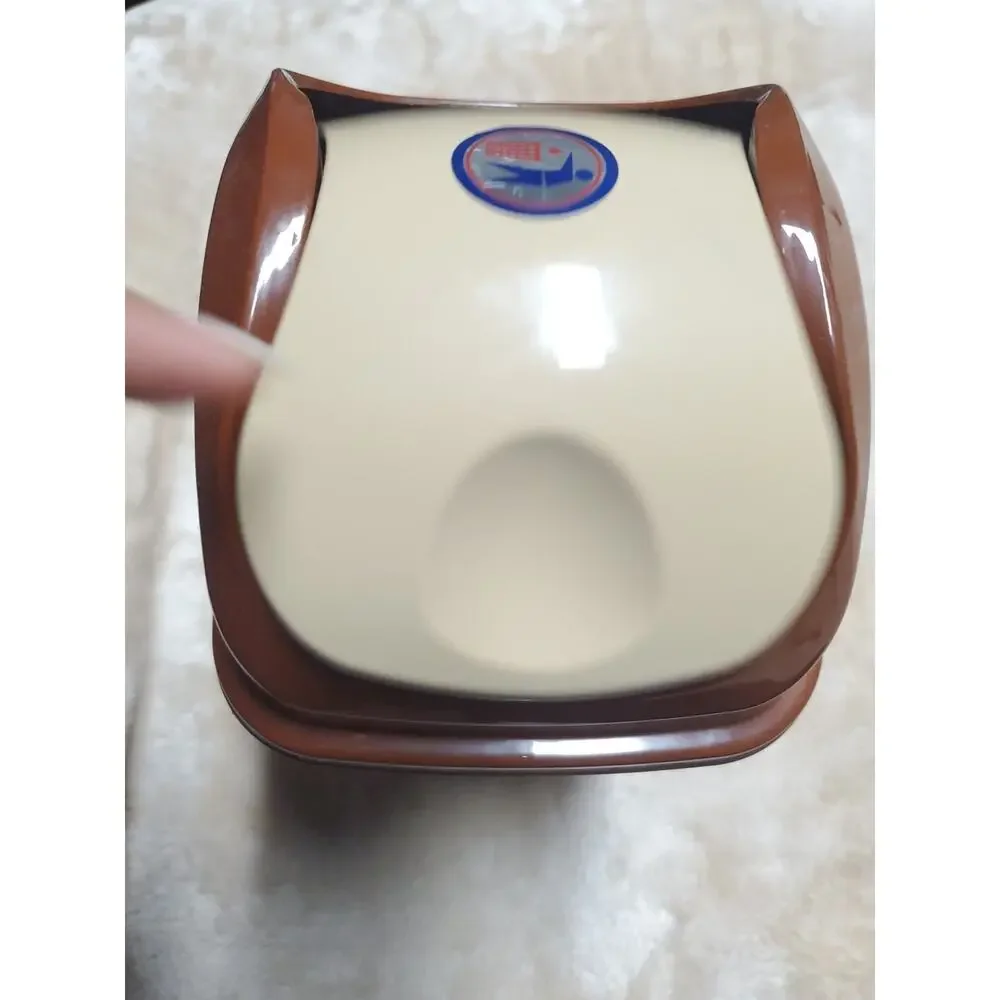 Palm Luxe Slim 5 qt. Space Savor Trash Can with Swing Lid, Beige/Brown Color